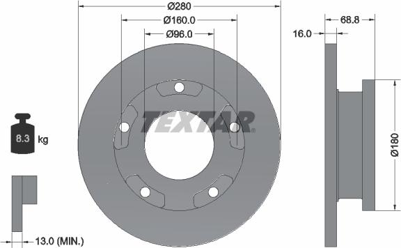 Textar 92159100 - Brake Disc autospares.lv