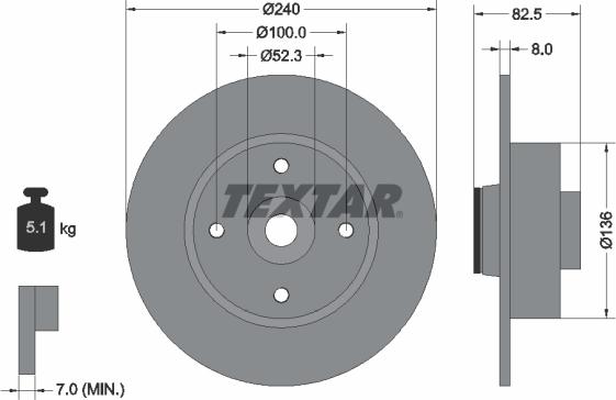 Textar 92154400 - Brake Disc autospares.lv