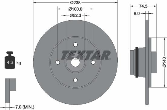 Textar 92154000 - Brake Disc autospares.lv