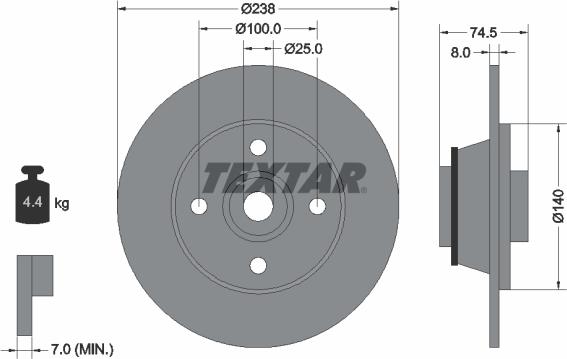 Textar 92154100 - Brake Disc autospares.lv