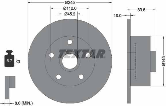 Textar 92154300 - Brake Disc autospares.lv
