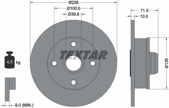 Textar 92154200 - Brake Disc autospares.lv