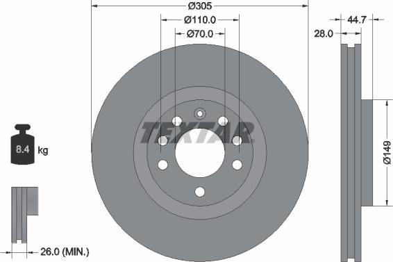 Textar 92155400 - Brake Disc autospares.lv