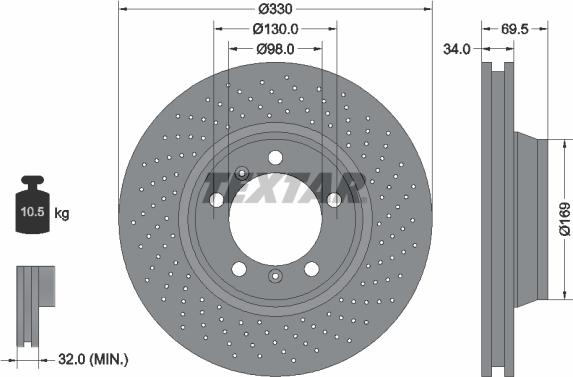 Textar 92150007 - Brake Disc autospares.lv