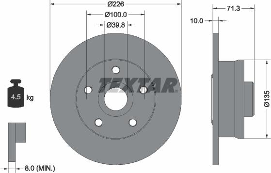 Textar 92153800 - Brake Disc autospares.lv