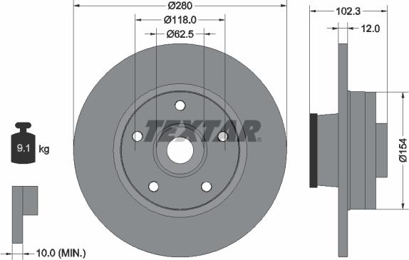 Textar 92153700 - Brake Disc autospares.lv