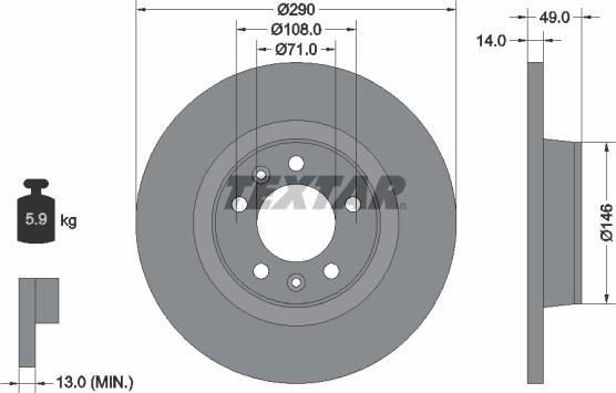 Textar 92157100 - Brake Disc autospares.lv