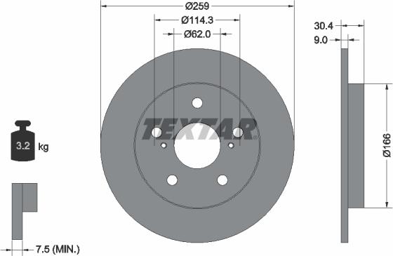 Textar 92164100 - Brake Disc autospares.lv