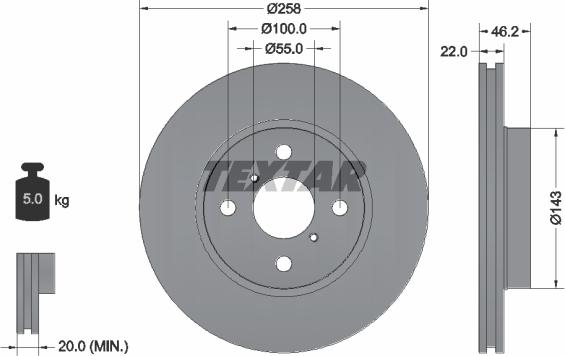 Textar 92164200 - Brake Disc autospares.lv