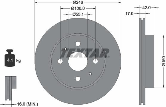 Textar 92165600 - Brake Disc autospares.lv