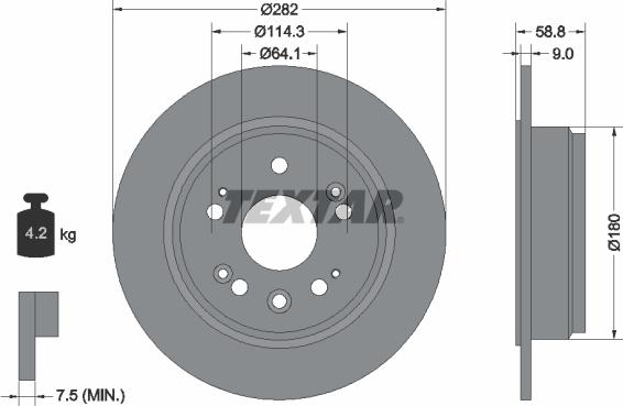 Textar 92165703 - Brake Disc autospares.lv