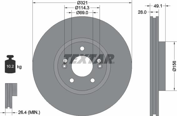 Textar 92166000 - Brake Disc autospares.lv