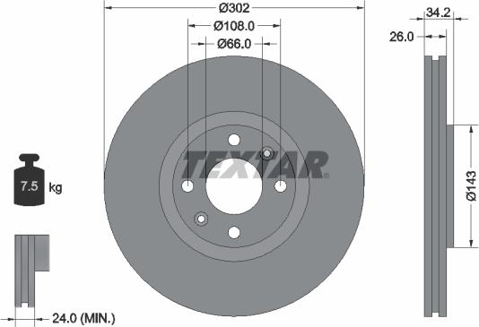 Textar 92168500 - Brake Disc autospares.lv