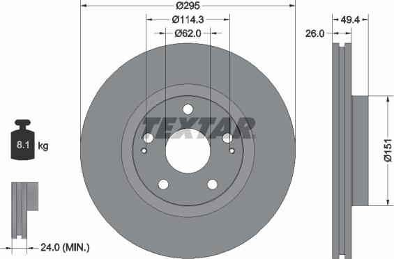 Textar 92168000 - Brake Disc autospares.lv