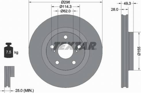 Textar 92168800 - Brake Disc autospares.lv