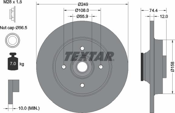 Textar 92168703 - Brake Disc autospares.lv