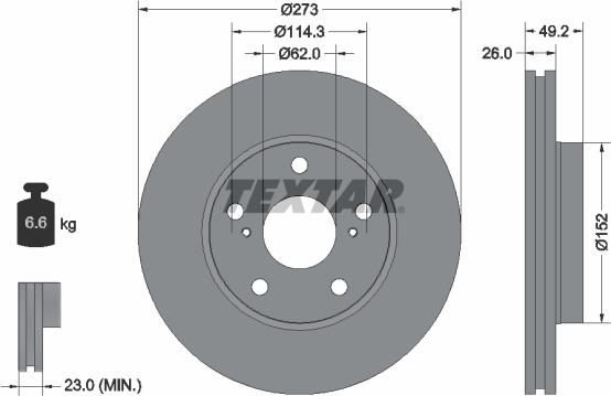 Textar 92163700 - Brake Disc autospares.lv