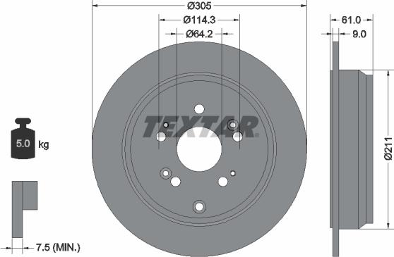 Textar 92162500 - Brake Disc autospares.lv