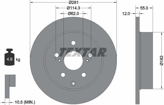 Textar 92162100 - Brake Disc autospares.lv