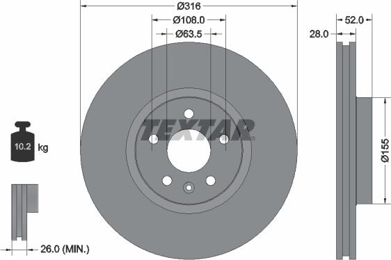 Textar 92162305 - Brake Disc autospares.lv