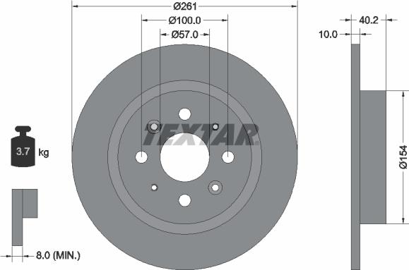 Textar 92162200 - Brake Disc autospares.lv