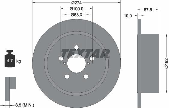 Textar 92167800 - Brake Disc autospares.lv