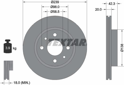 Textar 92109200 - Brake Disc autospares.lv