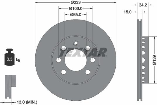 Textar 92106400 - Brake Disc autospares.lv