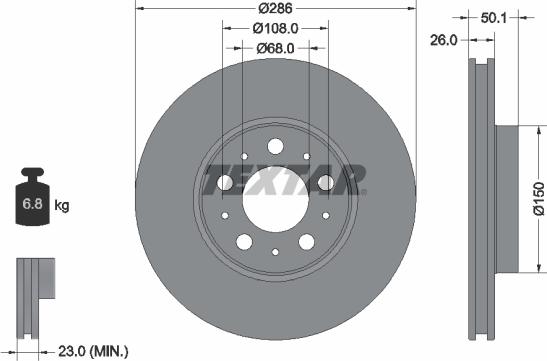 Textar 92100500 - Brake Disc autospares.lv