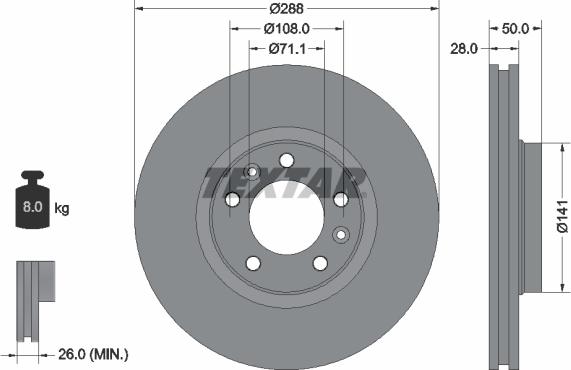 Textar 92108000 - Brake Disc autospares.lv