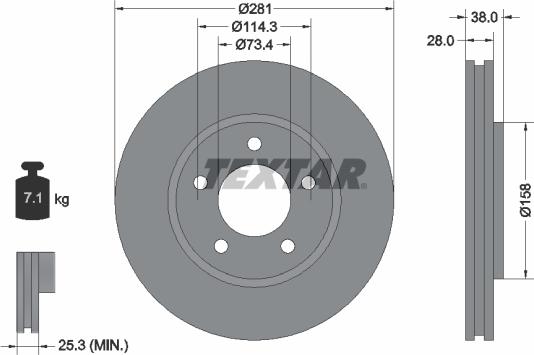 Textar 92108303 - Brake Disc autospares.lv