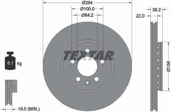 Textar 92103400 - Brake Disc autospares.lv