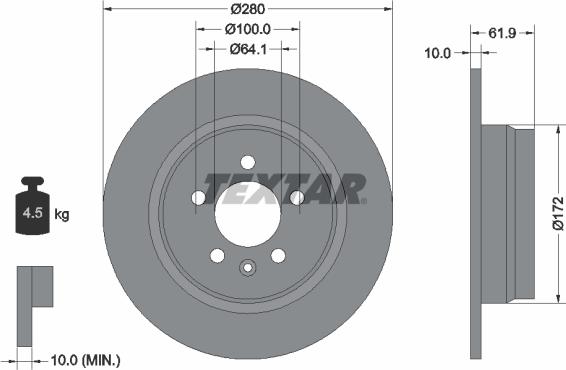 Textar 92103500 - Brake Disc autospares.lv