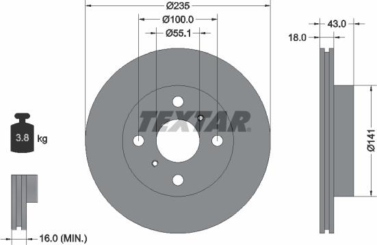 Textar 92103600 - Brake Disc autospares.lv