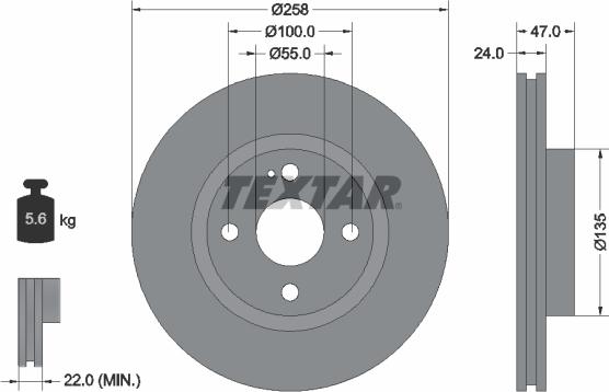 Textar 92103100 - Brake Disc autospares.lv