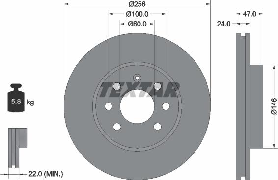 Textar 92102600 - Brake Disc autospares.lv