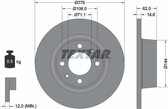 Textar 92107900 - Brake Disc autospares.lv