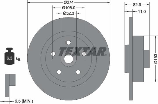 Textar 92119100 - Brake Disc autospares.lv