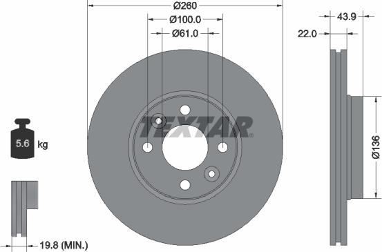 Textar 92119200 - Brake Disc autospares.lv