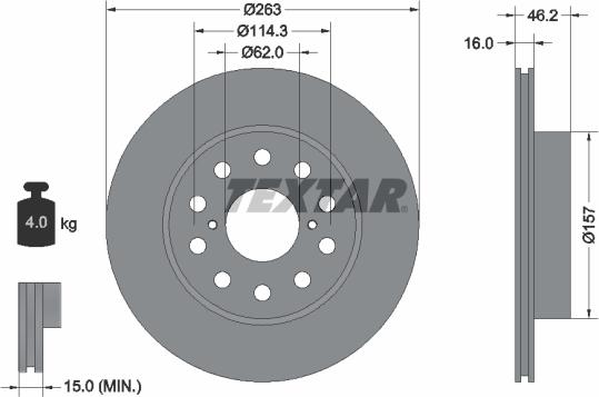 Textar 92114500 - Brake Disc autospares.lv