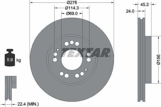 Textar 92114800 - Brake Disc autospares.lv