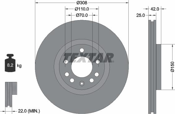 Textar 92110900 - Brake Disc autospares.lv