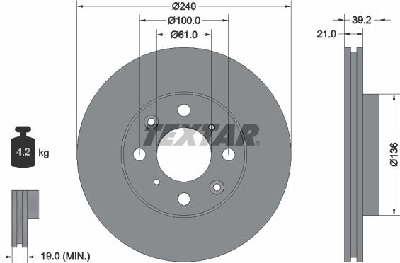 Textar 92110300 - Brake Disc autospares.lv