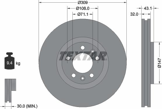 Textar 92111900 - Brake Disc autospares.lv