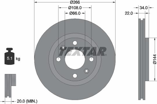 Textar 92111500 - Brake Disc autospares.lv