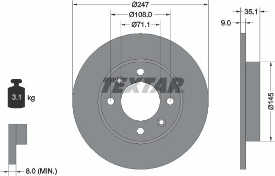 Textar 92111700 - Brake Disc autospares.lv