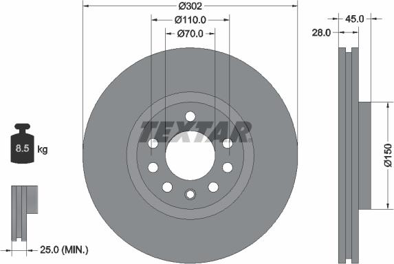 Textar 92118303 - Brake Disc autospares.lv