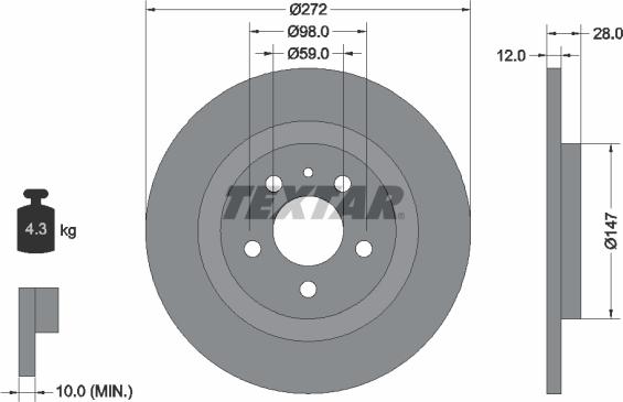 Textar 92118203 - Brake Disc autospares.lv