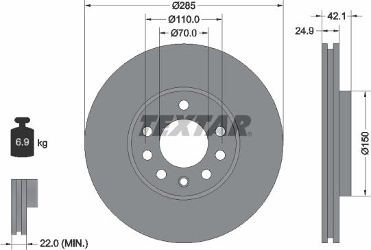 Textar 92118705 - Brake Disc autospares.lv