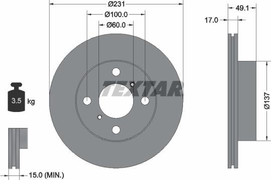 Textar 92113300 - Brake Disc autospares.lv